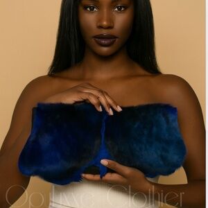 Custom African Springbok Clutch Luxurious Blue Fur Stole